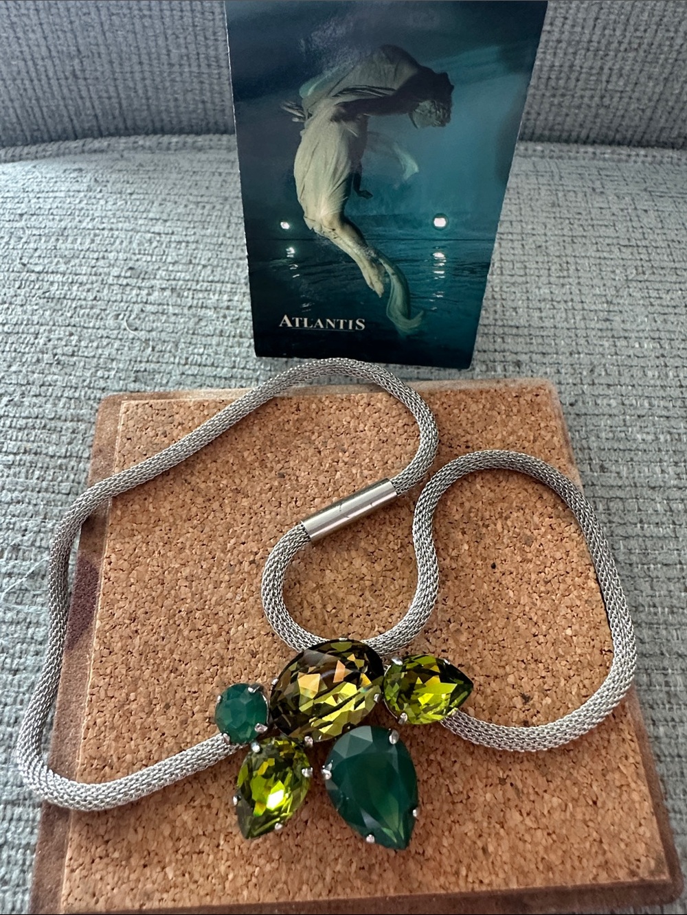 Atlantis Berlin Olivine & Palace Green Opal Swarovski Crystal Pendant Necklace